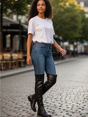 Michael Kors Black Leather Over-the-Knee Boots